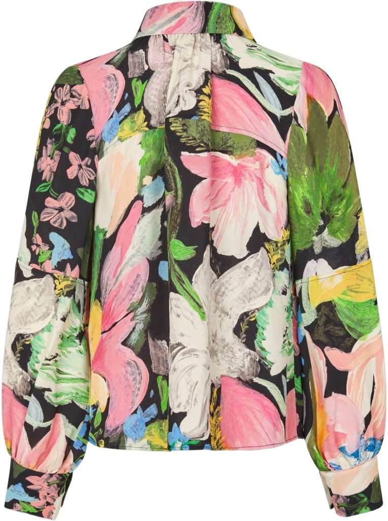 2436 Heavy Dry Viscose, Gathered Long Sleeve Top